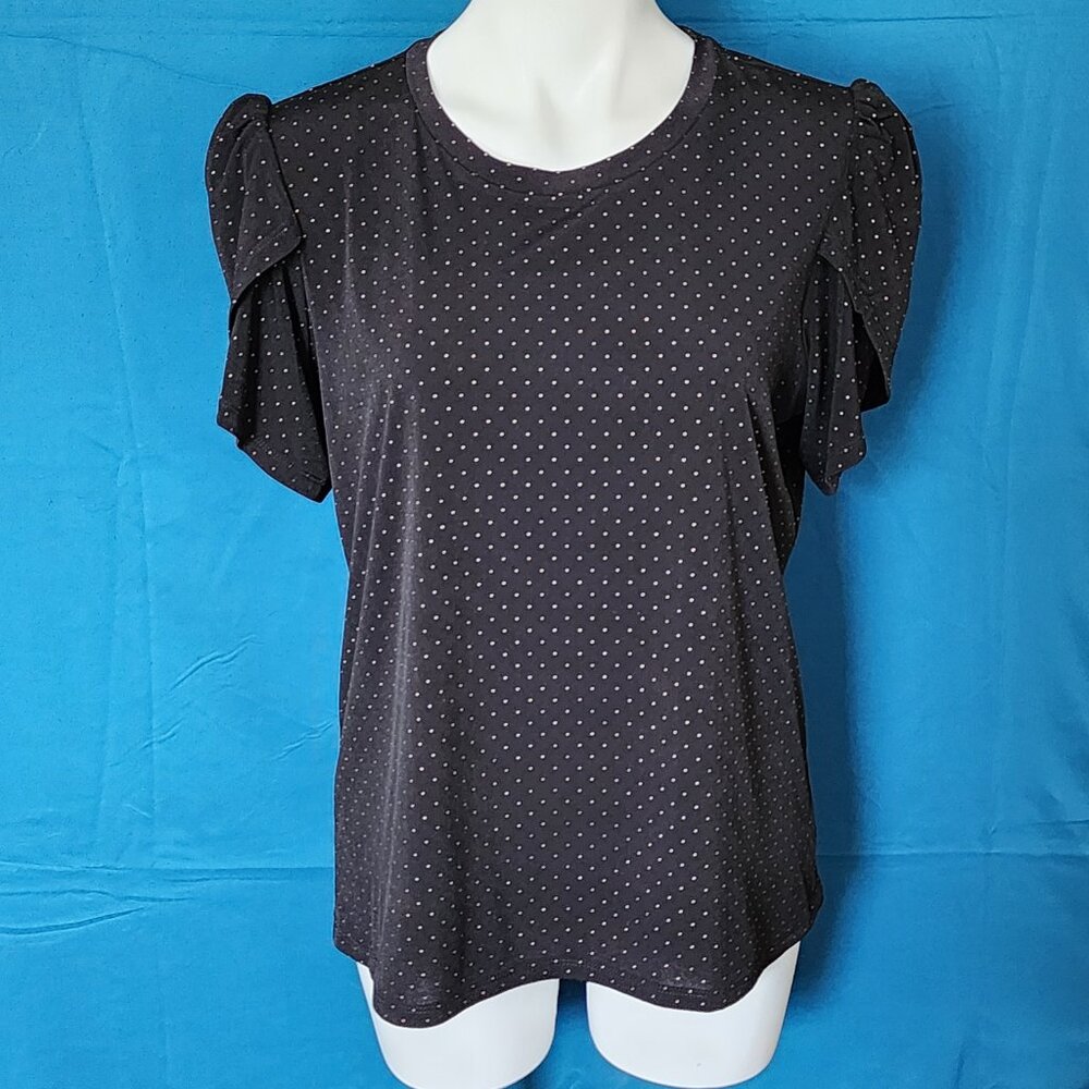 NWT Michael Kors Short Sleeve Black and Gold Top Size L